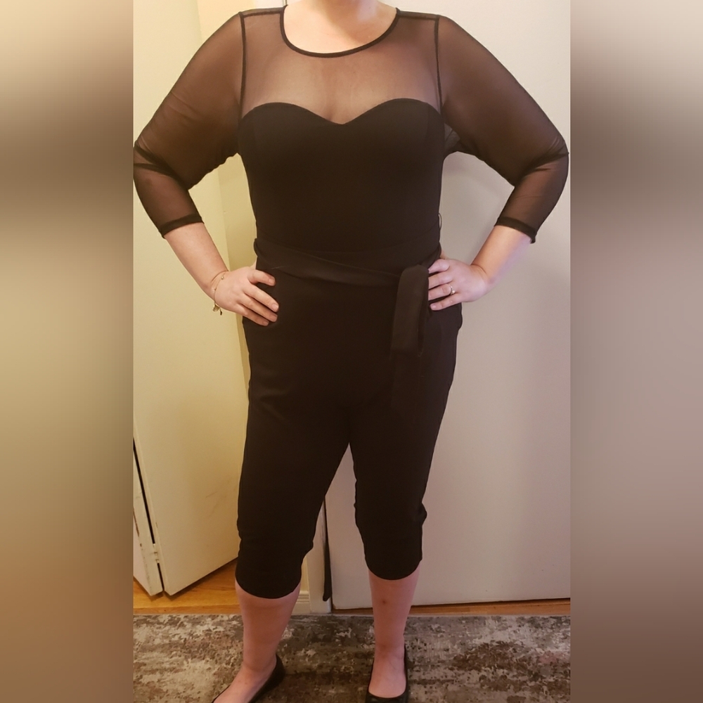 Torrid Black Sheer Sleeve Jumpsuit